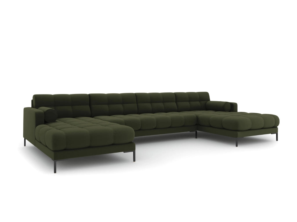 Cosmopolitan Design - Divano panoramico "Bali" 7 posti in tessuto strutturato verde 