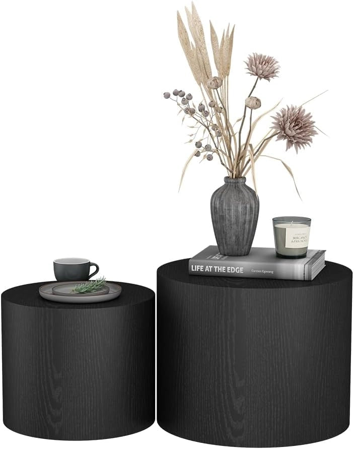 Set di tavolini Giva, Nero, 48 x 48 cm, adatti come tavolini da salotto e per aree lounge