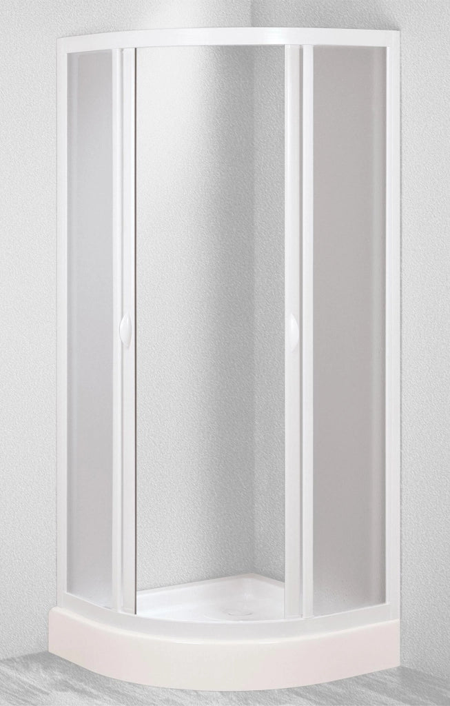 Box Doccia Semicircolare 80x80 cm 2 Ante Scorrevoli in Acrilico 2,2 mm H185 cm Dorini Bianco