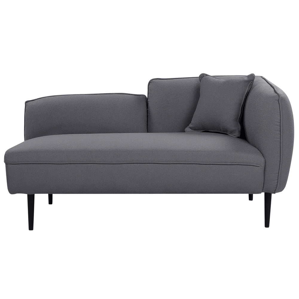 Chaise longue Destra in poliestere grigio scuro con cuscino e gambe metallo da salotto