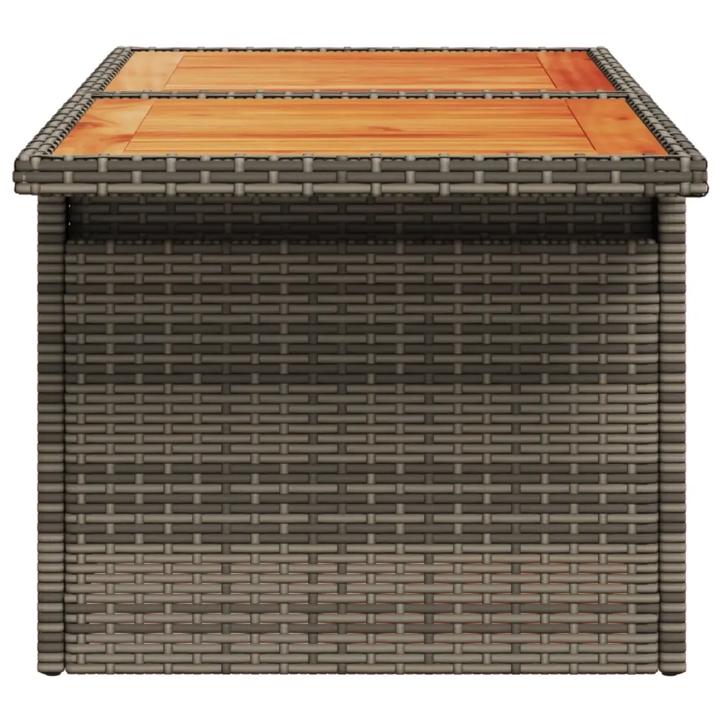 Tavolo Giardino | Tavolino da esterno Grigio 100x55x73 cm Polyrattan e Legno Acacia