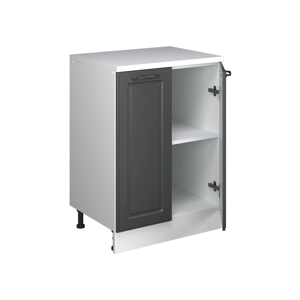 Mobile cucina sottotetto R-Line Antracite rustico/Bianco 60 cm senza inclinazione con 2 ante Vicco