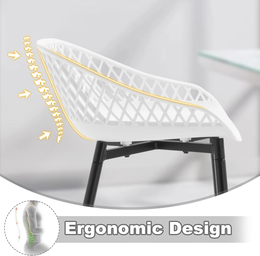 Sgabelli da Bar Set di 6, Sgabelli da Bar per Colazione, Sgabelli da Cucina con Poggiapiedi e Schienale, Sgabelli Alto con Seduta in Plastica, Bianco, BH417ws-6