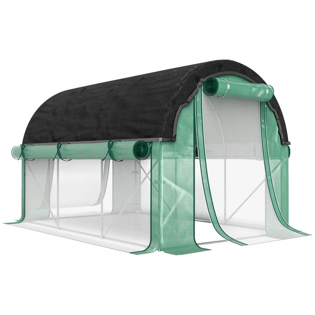 Serra tunnel in plastica 3 x 2 x 2 m con finestre, porte arrotolabili e protezione UV, verde