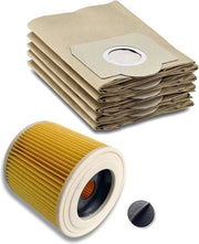 5 sacchi di filtro in carta - 6.959-130.0 - filtro a maglia - 6.414-552.0 - chiusura 4.075-012.0 - compatibile con Kärcher WD2 WD3 MV2 MV3 A2054 A2201