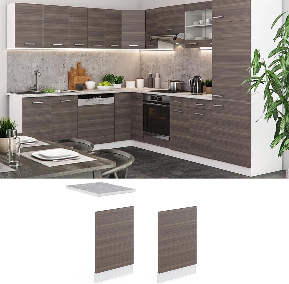 Pannello frontale R-Line, Grigio nobile, 45 cm, PL Marmo, per la libera combinazione all'interno di sistemi cucina modulari
