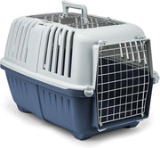 Carrozzino per Animali in Plastica con Porta Metallica – 58,5 x 35,5 x 40 cm – Sistema di Chiusura Sicuro & Maniglia – Per Cane e Gatto fino a 15 kg – Blu