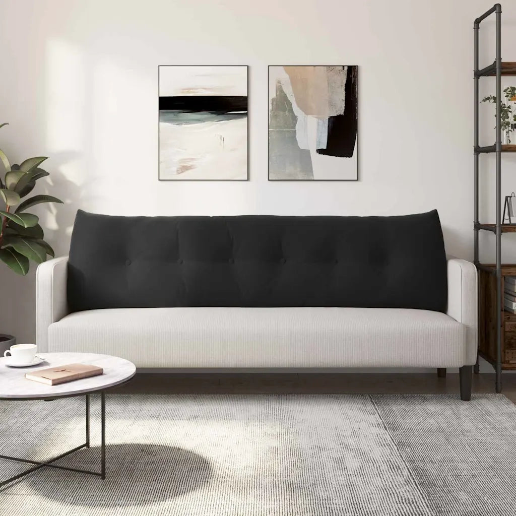 Cuscino per Schiena Nero 180 x 24 x 50 cm Velluto 42014580