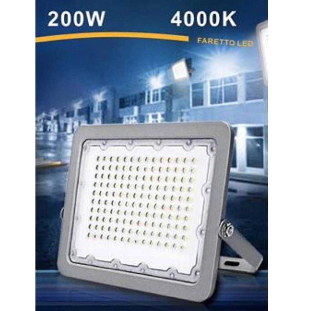 Trade Shop - Faro Led 200w Ultra Slim Esterno Grigio Ip65 Luce 6500k 4000k 3000k Fs200w-g5 -
