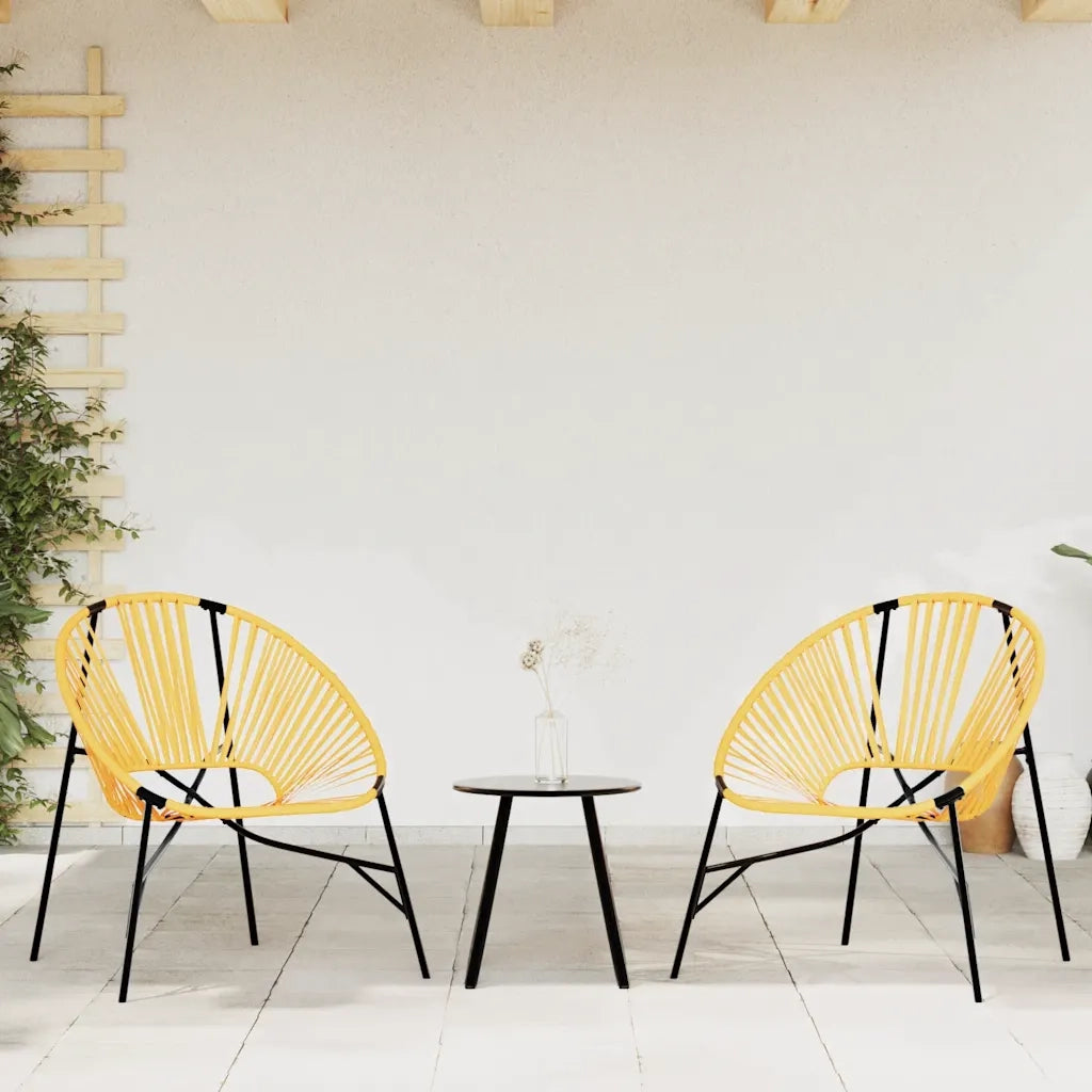 Sedia da Uovo da Giardino in Polyrattan Nero e Giallo 4009290