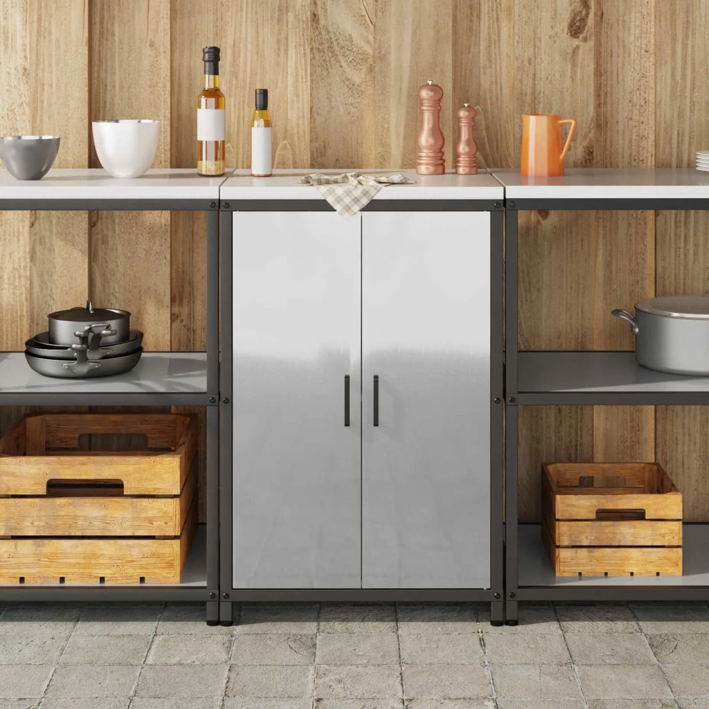 Stoccaggio in cucina con porta Argento 60 x 50 x 92 cm Acciaio 874994