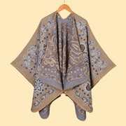 Sciarpa/stola da donna, jacquard vintage, cashmere spesso, scialle caldo con orlo spaccato