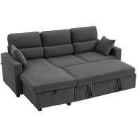 Divano letto regolabile ad angolo, con contenitore e cuscini, Grigio