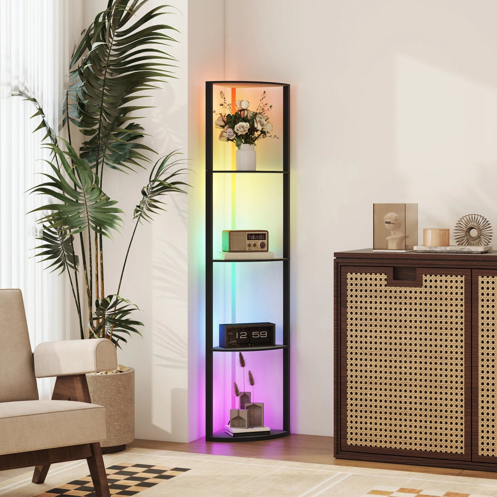 Lampada da terra con scaffale, RGB, telecomando ¨C Zephmum ¨C 5 livelli dimmerabile