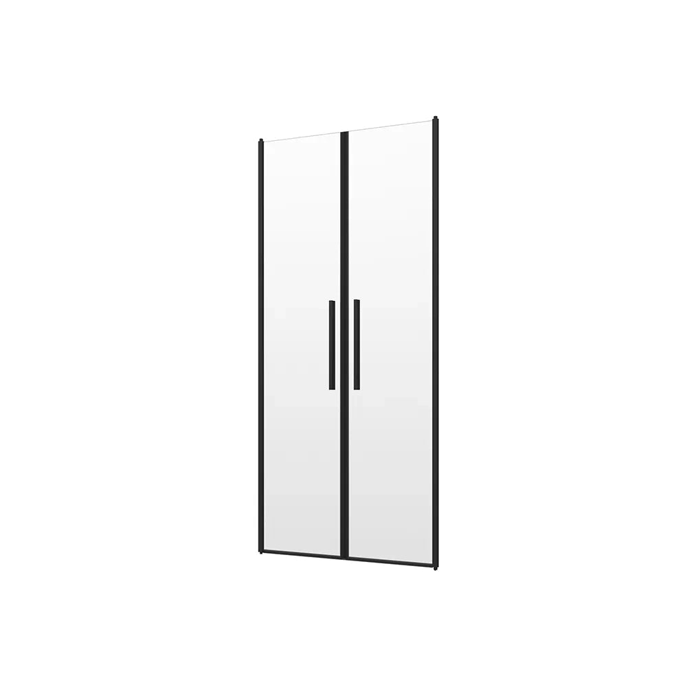 Porta doccia 90cm apertura saloon con profili nero opaco e vetro da 6mm trasparente h195 | Elba