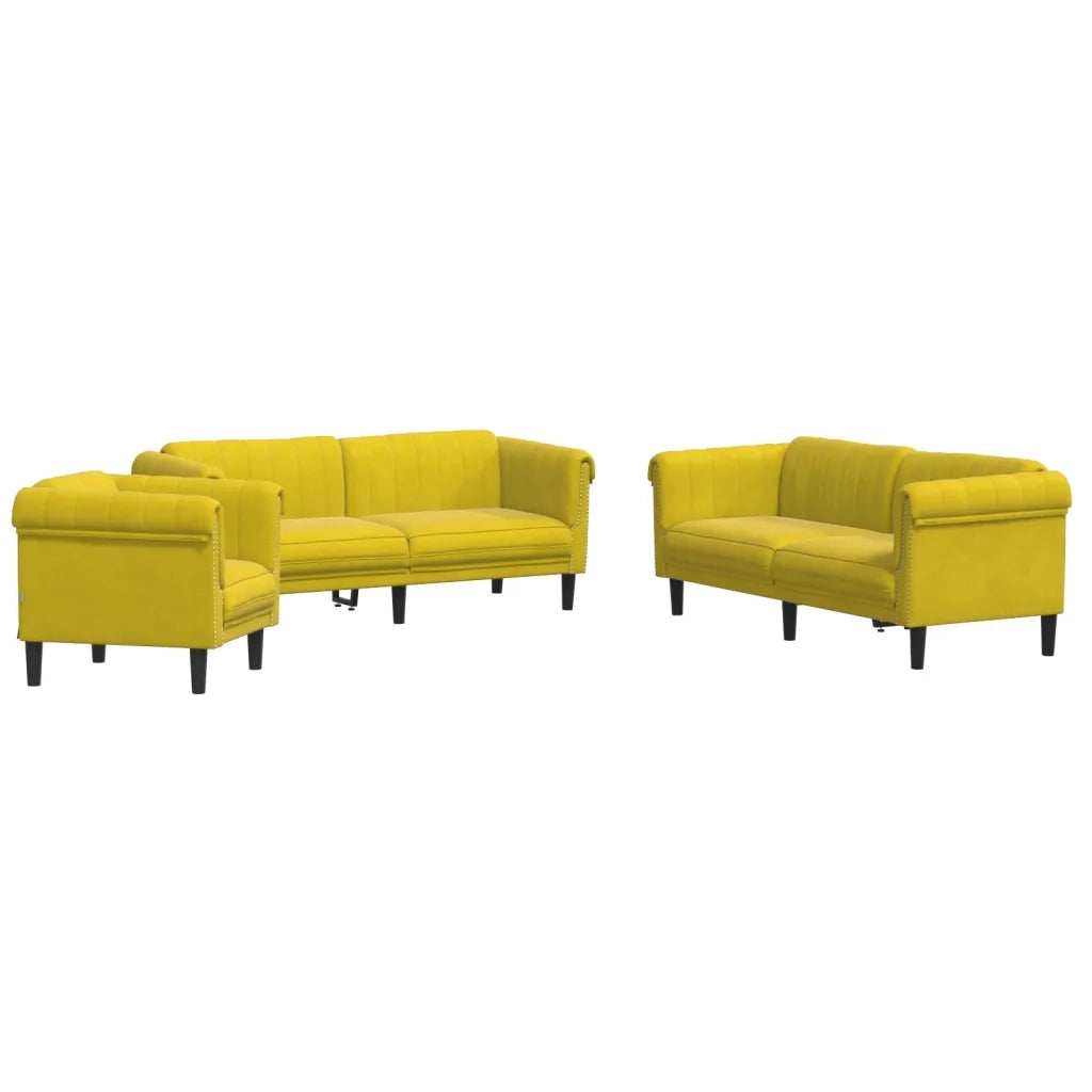 Set di Divani 3 pz Giallo in Velluto 3209215