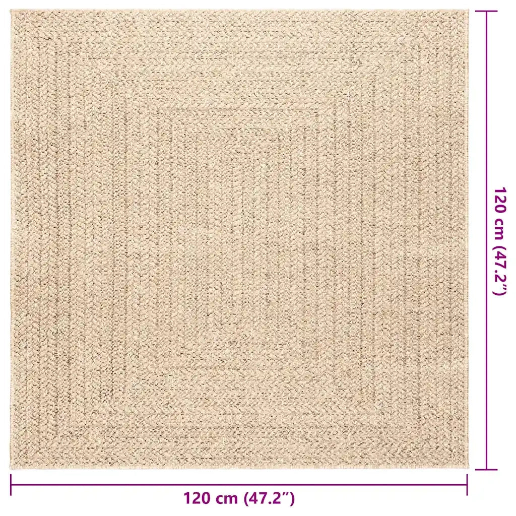 Tappeto ZIZUR Beige 120x120 cm Aspetto Iuta Interni ed Esterni 4010393