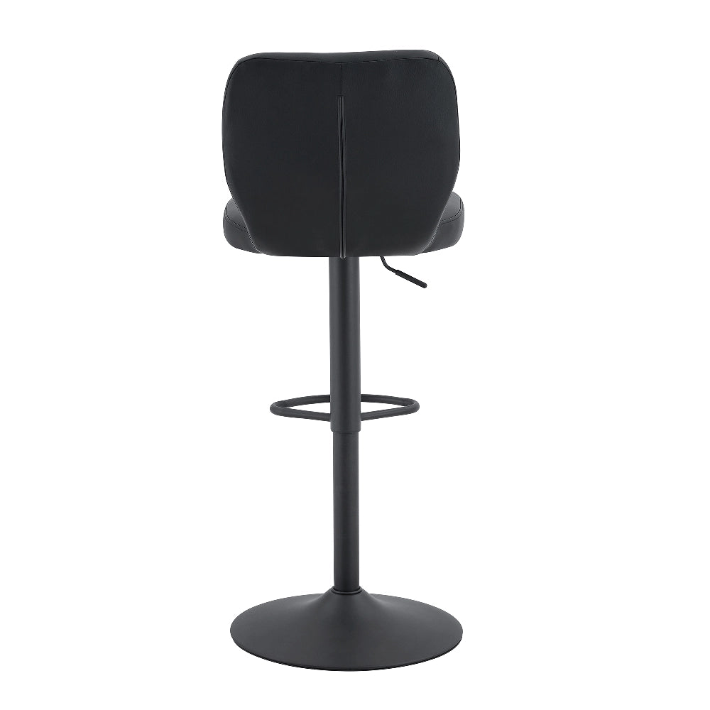 Sgabello da Bar Regolabile ¨C MINIMAL ¨C Ecopelle Nero, Girevole 360¡ã, con Schienale