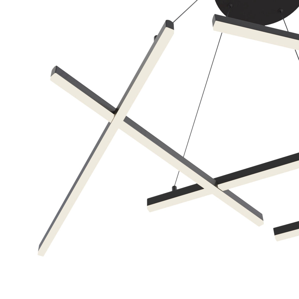 Maytoni Lampadario moderno Line 6 luci LED integrato nero alluminio diffusore acrilico