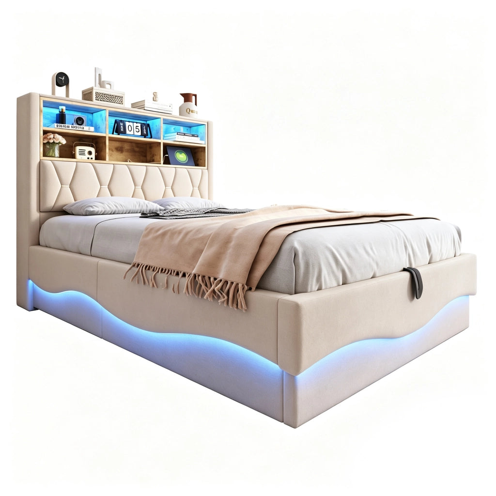 letto imbottito ferro beige 140 x 200 cm