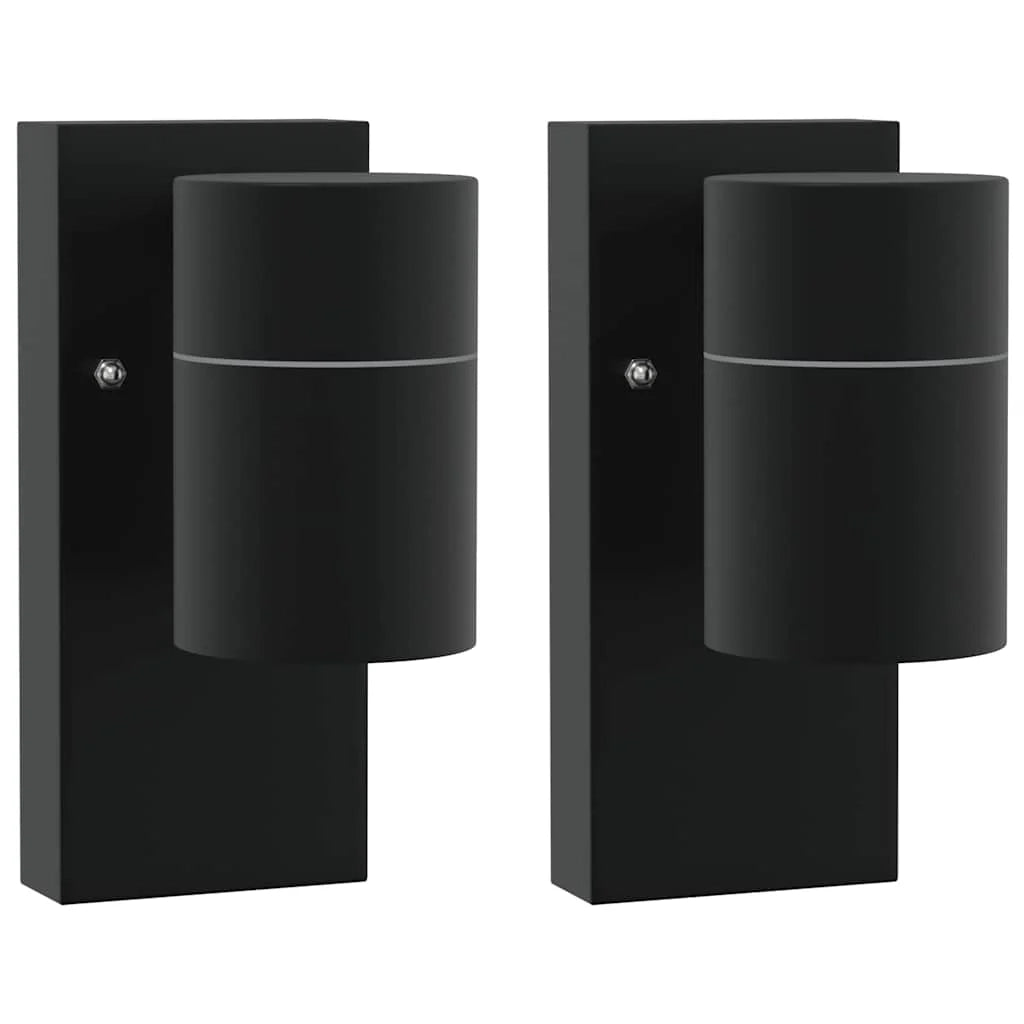 Set di 2 applique da esterno dal design minimalista 6,5 x 10,5 x 16 cm in acciaio inox nero 02_0056536