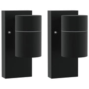 Set di 2 applique da esterno dal design minimalista 6,5 x 10,5 x 16 cm in acciaio inox nero 02_0056536
