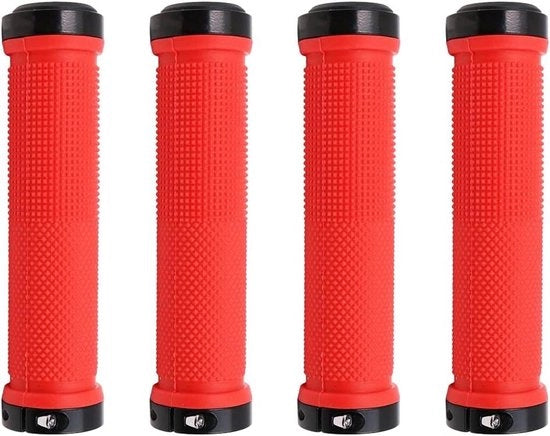 Manubri di controllo per mountain bike, a presa fissa, con gomma antiscivolo, accessori per bicicletta, rosso con grip.