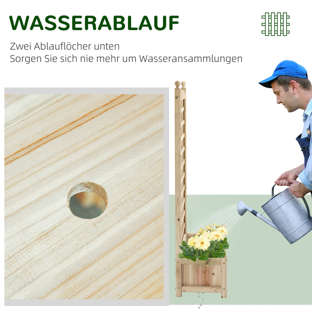 Hochbeet Pflanzkasten con Griglia per Rampicanti ¨C zephmum ¨C Legno Naturale 64x28x120 cm