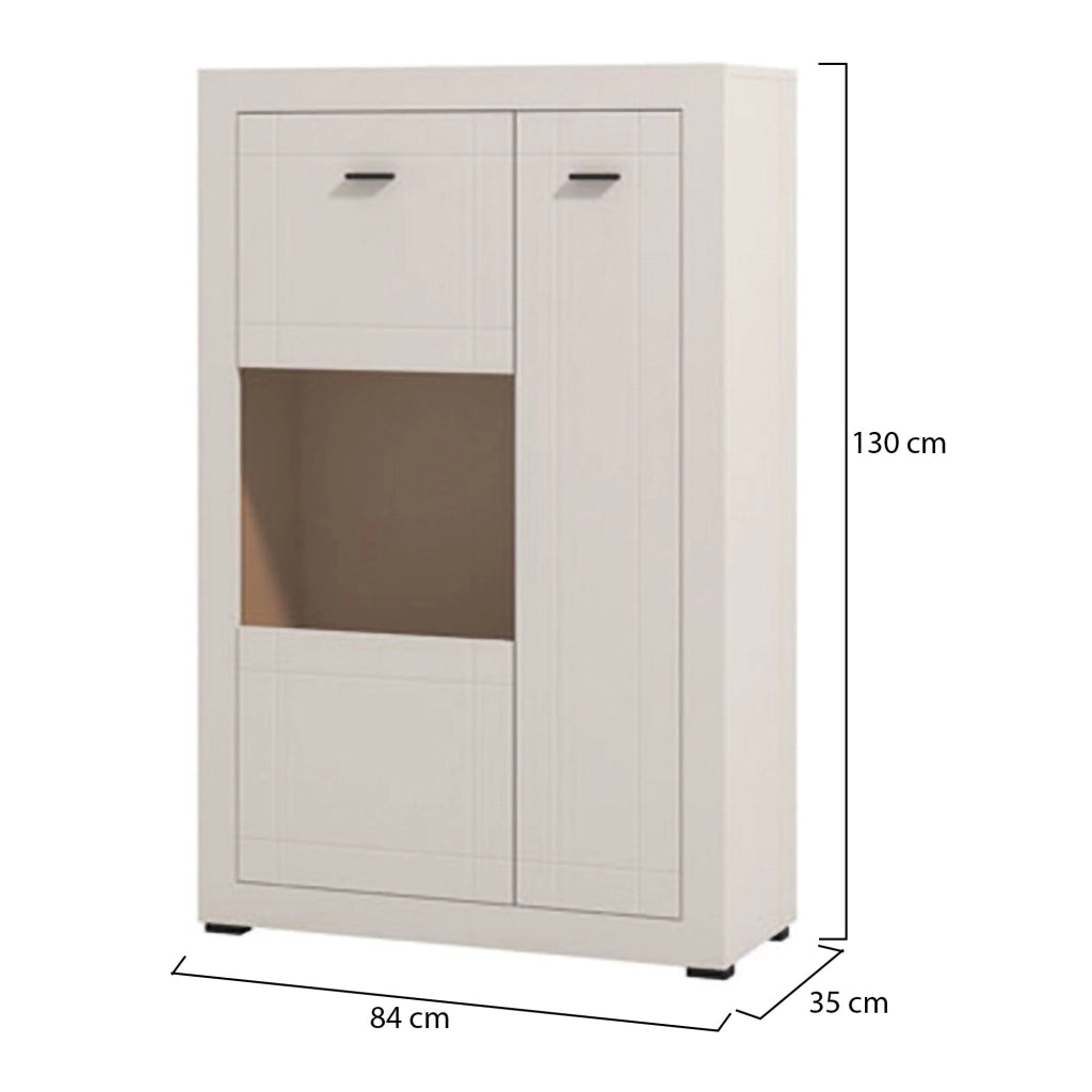 Mobile Espositore Imbaro, Vetrina 2 Ripiani, 83.5x35x130h cm Beige