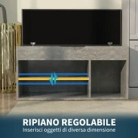 Scarpiera Salvaspazio Imbottita a 3 Ripiani Aperti con Spazio a Scomparsa, in Legno, 80x30x45 cm, Nero e Grigio