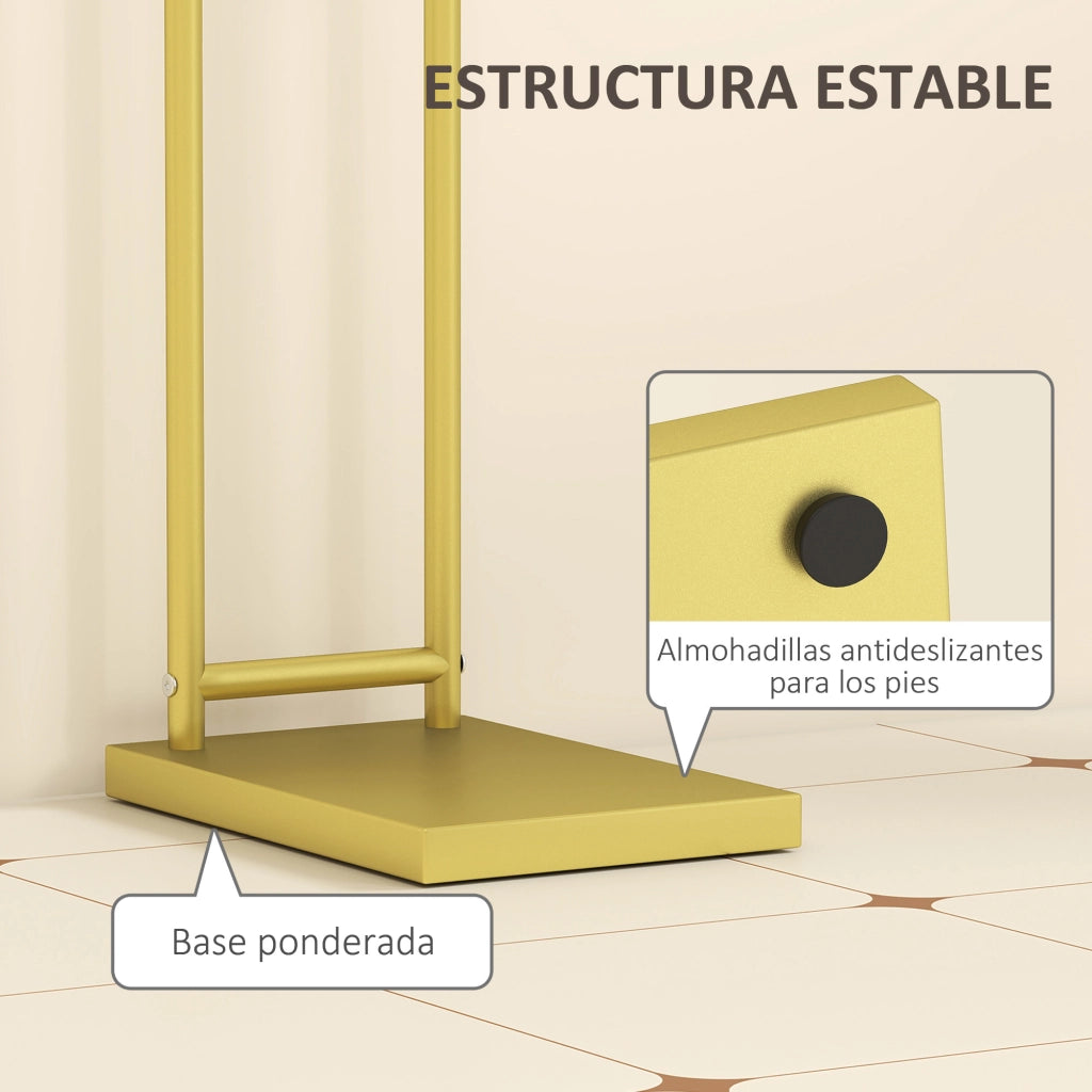Portasciugamani a L con 2 Barre ¨C zephmum ¨C Dorato 35.5x20x78 cm