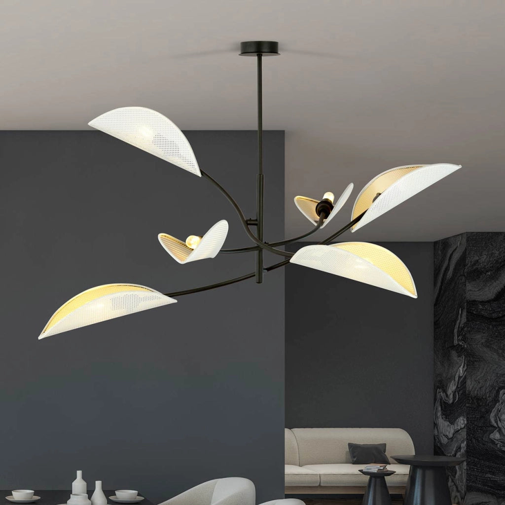 Lampadario Emibig Lotus 6 luci E14 bianco/oro dimmerabile