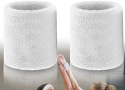 Set di bende per sudore - Bende per sudore elastiche - Alta capacità di assorbimento - Bianche - Set di 2 bende per sudore - Adatte per bambini e adulti