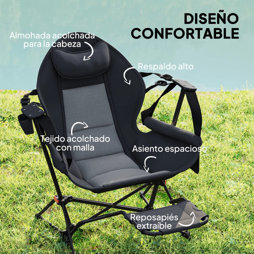 Poltrona a Dondolo 2 Pezzi con Poggiapiedi ¨C zephmum ¨C Grigio Polipropilene 120x80x100 cm
