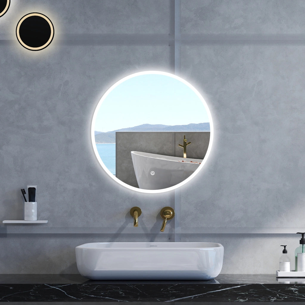Specchio da bagno Rotondo con 70cm,Memoria, Antifog,Regorabile,Retroilluminato,doppio interruttore,