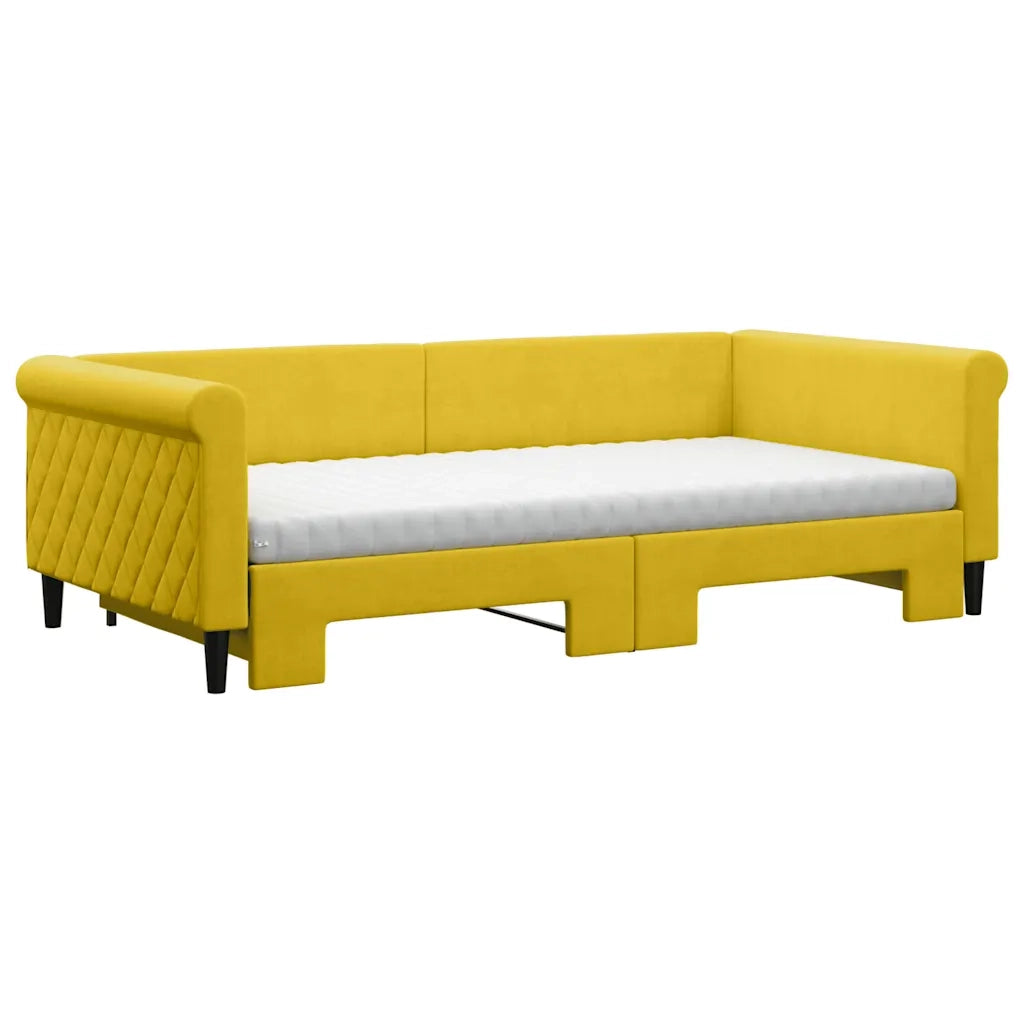 Divano Letto Estraibile con Materassi Giallo 100x200 cm Velluto 3197807