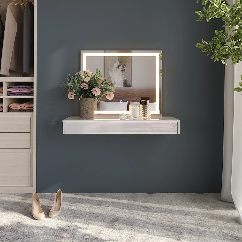 Vicco Tavolo da toeletta Bianco 100 cm 2 parti