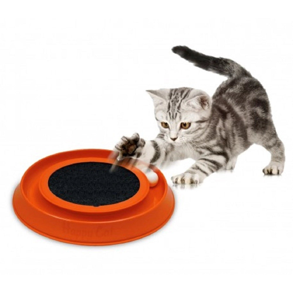 Trade Shop - Gioco Interattivo Con Tira Graffi Per Gatti Happy Cat Made In Italy ø 35 Cm -