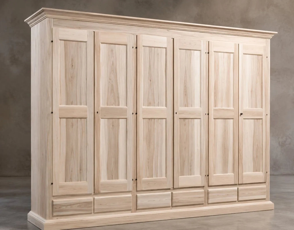 Armadio classico 6 porte 6 cassetti legno grezzo  300x61x240 (685) - Mobili 2G