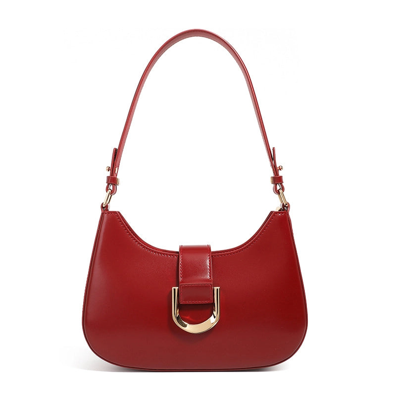 Borsa a tracolla da donna in vera pelle, colore rosso