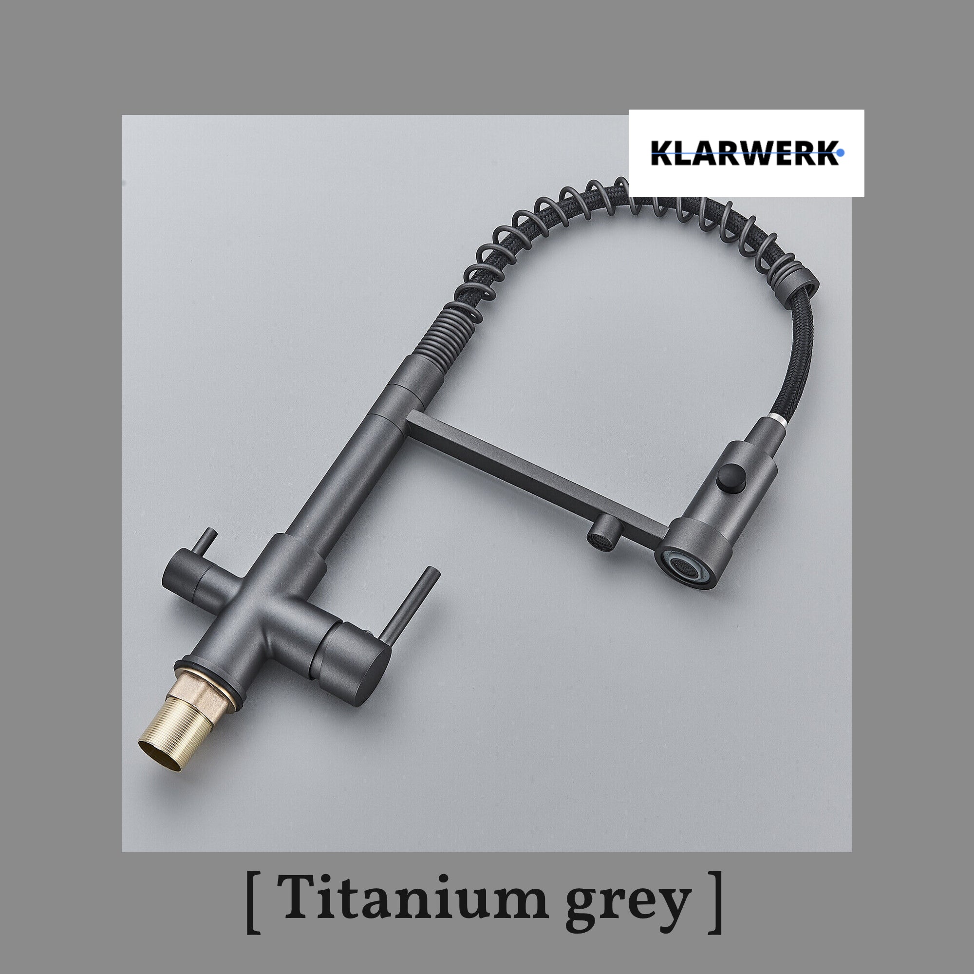 Bernd | Filtro opaco  3 vie grigio titanio gastronomia Rubinetto cucina amolla in acciaio inossidabile osmosi|Miscelatore da ristorante ruotabile 360°