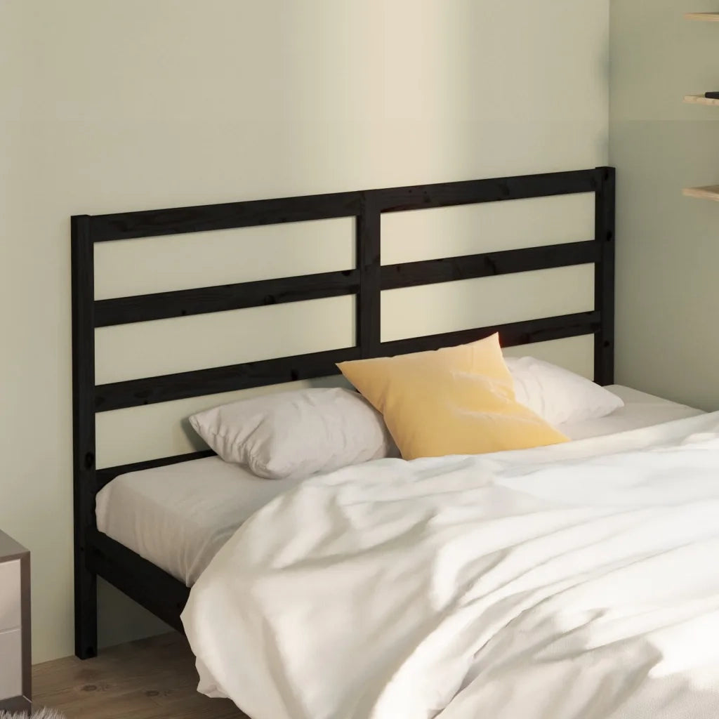 Testiera per Letto-Testata-Testiera Decorativa Nera 166x4x100 cm in Legno Massello di Pino 219772