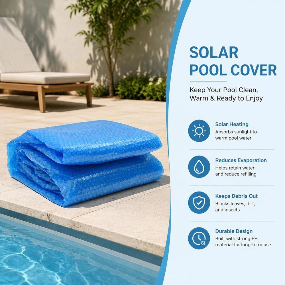 Floating Round PE Pool Solar Cover 455 Cm Blue