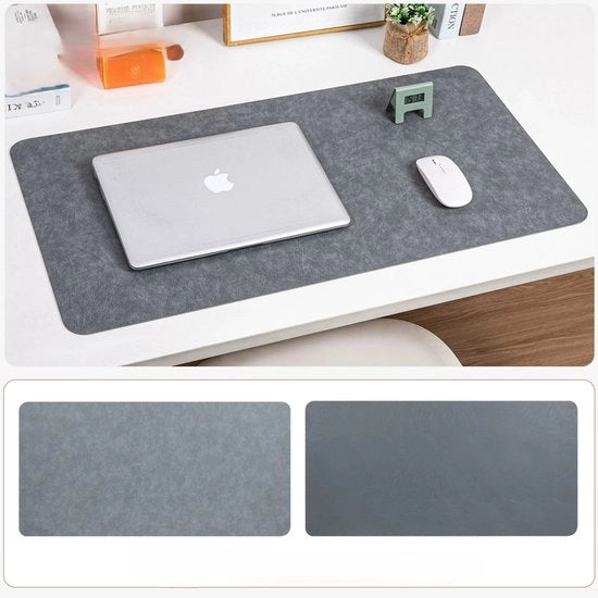 Sostegno multifunzionale in pelle per scrivania, cuscino per il mouse in pelle, piatto di scrittura liscio, protezione antiscivolo per scrivania, copri tastiera per laptop impermeabile a doppia faccia per ufficio e casa (70cm*35cm) - grigio