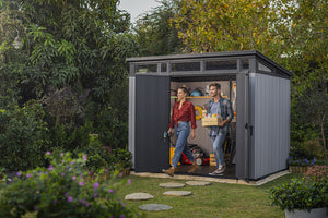 Casetta da Giardino Porta Attrezzi 277x218x226 cmin Duotech Keter Artisan 9x7 Grigia