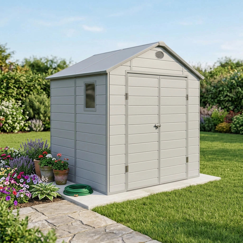 Casetta Porta Attrezzi da Giardino in Plastica cm 190x192x226 - FOX