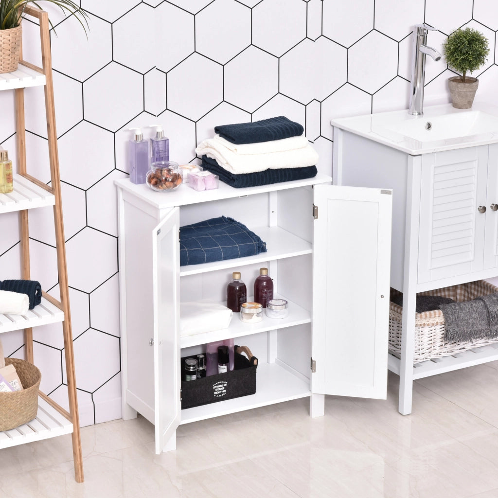 Mobile da Bagno Salvaspazio con 2 Ante e Ripiani ¨C Zephmum ¨C Bianco 60x30x80 cm