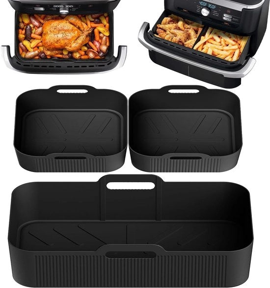 Set di rivestimenti per air fryer in silicone riutilizzabili - Antiscivolo - Resistente al calore fino a 240°C - Adatto per AF500UK - Qualità alimentare - Piatto di cottura