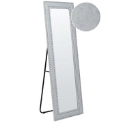 Specchio da pavimento in ecopelle grigio 50 x 150 cm cornice decorativa rivetti con supporto glamour da appendere per armadio camera da letto soggiorno