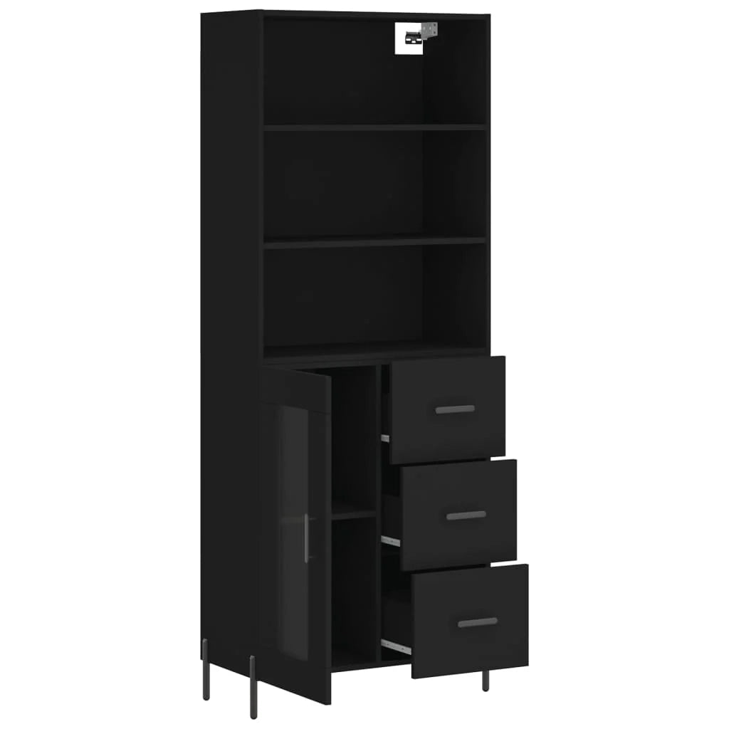 Buffet credenza cassettiera mobiletto mobile contenitore organizer cucina soggiorno salotto alto 69,5 x 34 x 180 cm legno ingegnerizzato nero 02_0035099